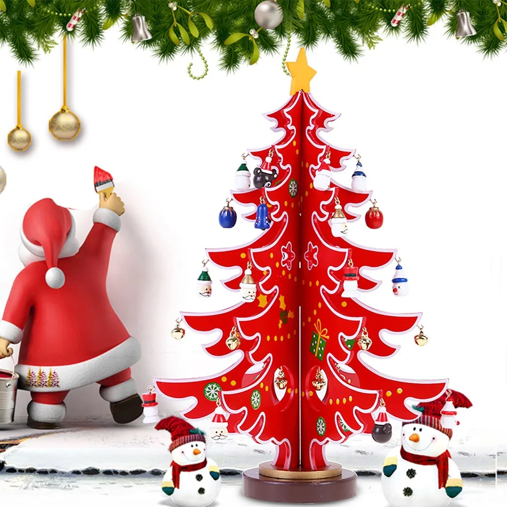 Рождественские украшения креативные DIY деревянные Рождественские елки настольные украшения Подарочные игрушки украшения для дома Adornos De Navidad