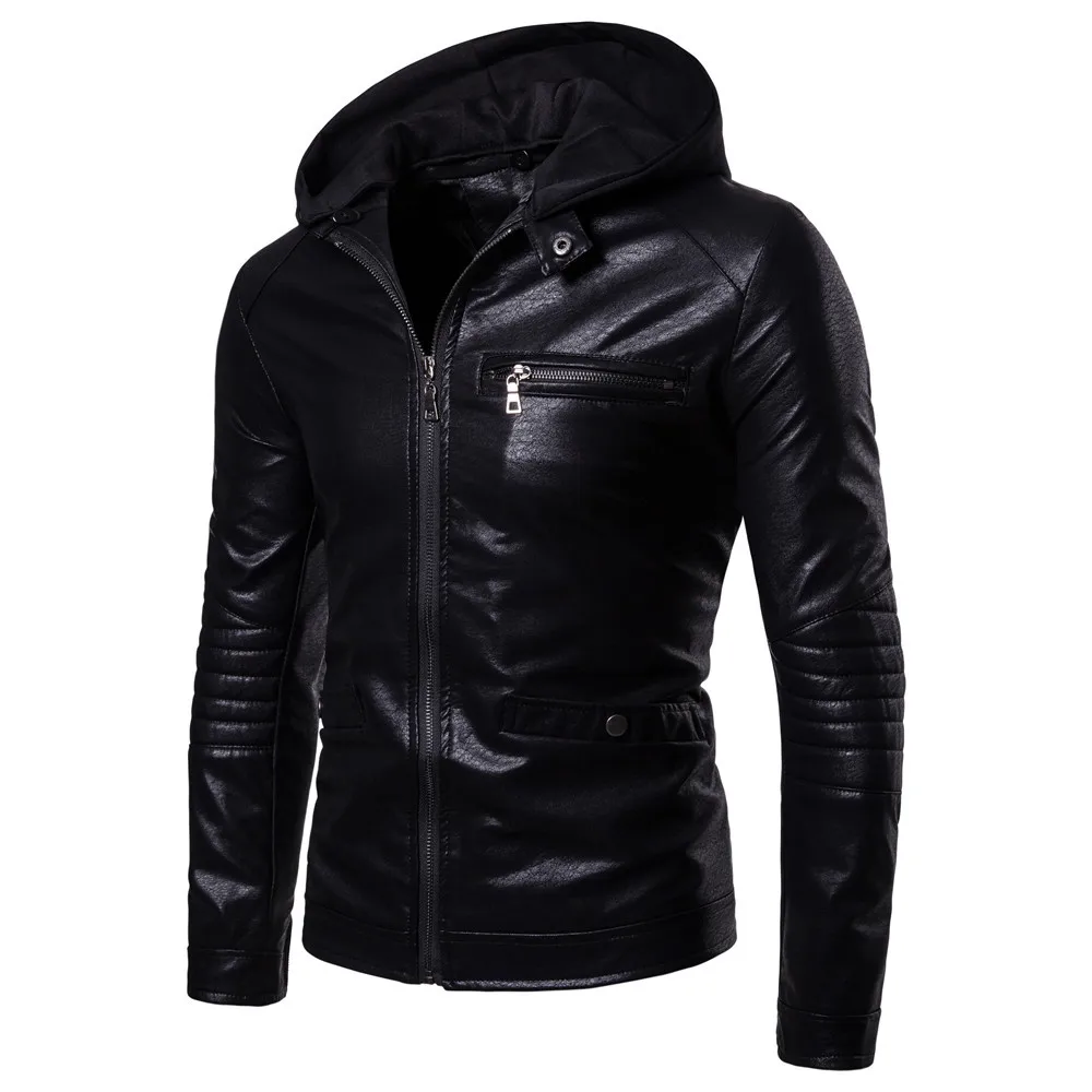 Ouma мужское кожаное пальто из двух частей осенняя одежда стиль AliExpress повседневная куртка из искусственной кожи с капюшоном