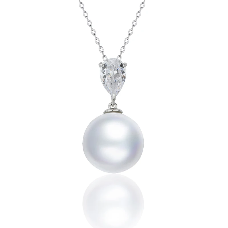 OEVAS 100% 925 Sterling Silver Pearl Pendant Necklace For Women Sparkling Water Drop High Carbon Diamond Bridal Fine Jewelry