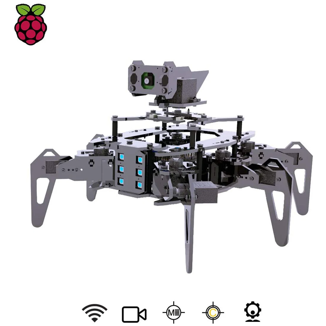 US $117.03 RaspClaws Hexapod Spider Robot Kit with OpenCV Target Tracking Video Transmission Crawling Robot for Raspberry Pi 3 Model BB