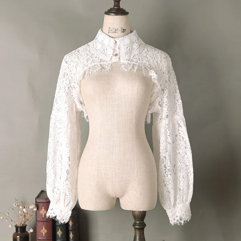 

White Lace Fake Collar Women Detachable Collar Ruffles Cotton Retro Lace Hollow out Collar Ladies False Collar Half Shirt Blouse