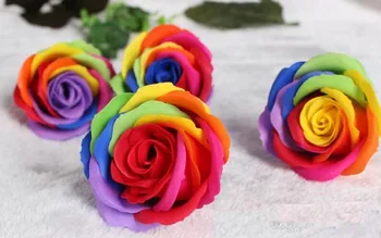 

Rainbow 7 colorful Rose Soaps Flower Packed Wedding Supplies Gifts Event Party Goods Favor Toilet soap Scented bathroom accessor