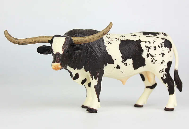 Модель диких животных коровы подшипника Sting BULL Техасский рогатый бык Твердые Детские игрушки украшения