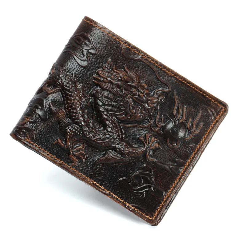 Винтажный кошелек в виде дракона, простой кожаный кошелек из натуральной кожи