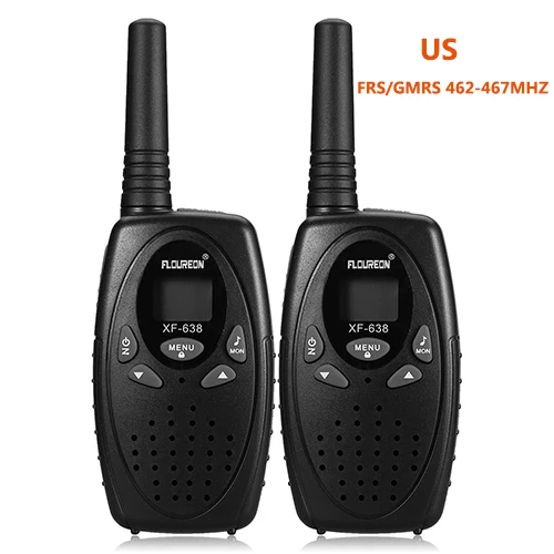 US Black Floureon 22/8 каналов 2 шт Детская рация FRS/GMRS 462/467MHZ PMR 446MHZ VOX двухстороннее радио 3 Miles детский коммуникатор - Цвет: US Black