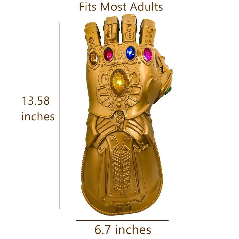 Yacn Бесконечность перчатка с крагами светодиодный светильник костюм Мстители 4 Опора игрушка для мужчин Дети Косплей