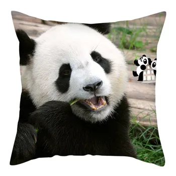 

Nanacoba Cute Panda Pillow Covers Animal Series Short plush Cushion Covers for Home Sofa Decorative Throw Pillowcase 45*45cm