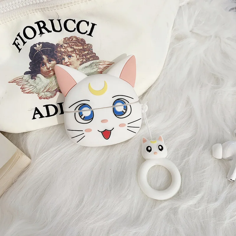 3D мультфильм для Airpods Pro Чехол Bluetooth беспроводные наушники Runa Cat покрытие кожи Аксессуары для Apple Airpods 1 2 зарядный чехол s - Цвет: Белый