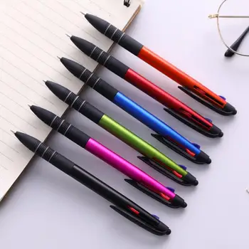 

Stationery Pens Three Color Ball Point Touch Screen Paint Process Rubber Sheath Writing Smooth Signature Pen Gift