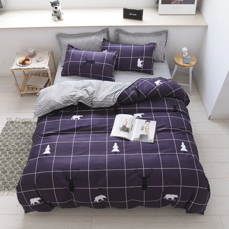 Cartoon Kids Bedding Set Rainbow Unicorn Bedclothes Quilt Cover with Sheet Pillowcase Students Children Bed Duvet Cover Set