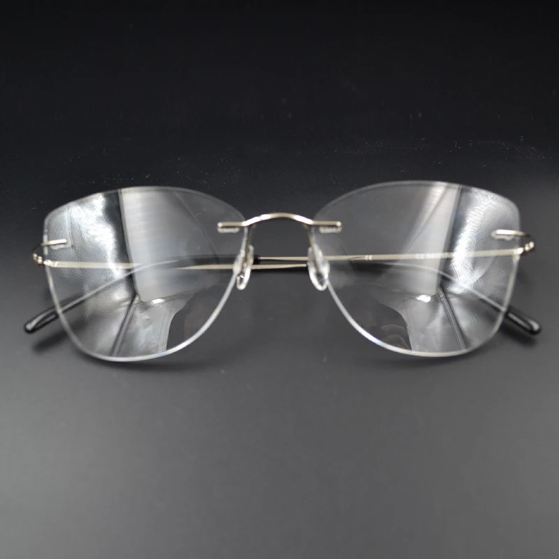 lightweight Cat Eye Rimless Titanium Alloy Glasses Frame Men 2020