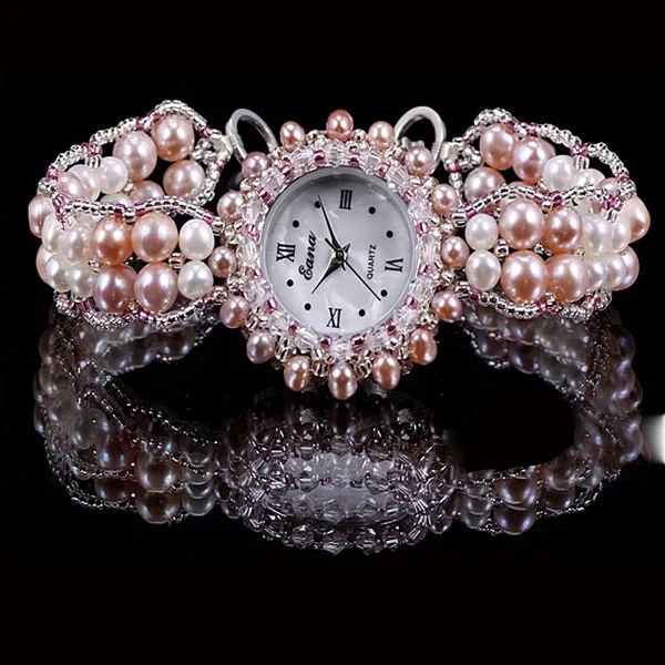 

Natural Pearl Bracelet Watch New Ms Quartz Women Fashion Watch Gift