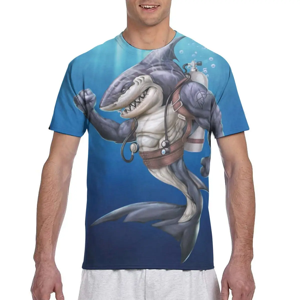 

Shark Newest Printing Male Hip Hop O-neck Tee