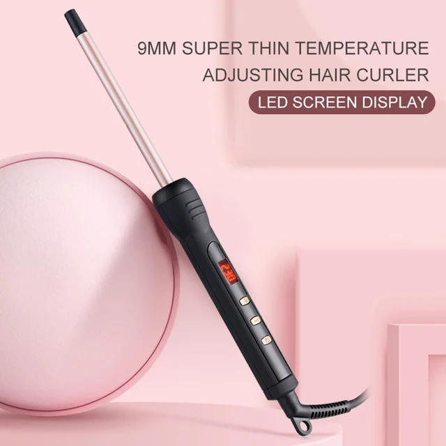 9mm LCD Curling Iron Ceramic Curling Wand Thin Ceramic Curling Wand Roller Beauty Salon Hair Curler Styling Tools 4