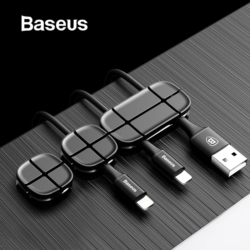 Baseus кабель Силиконовые серьги USB кабель управление наушник зарядный кабель организатор рабочего провода шнур держатель кабеля зажим для
