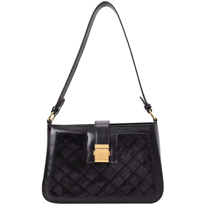 

iVog New Arrival Everyday Female Fur Crossbody Messenger Handbag Geometric channels Fashion Hand Bags for Women 2019