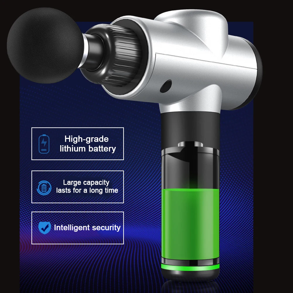 Массажный пистолет-фасции, глубокий мышечный массаж Расслабляющая переносная пушка, шумоподавление, бесшумная стимуляция мышц облегчение боли перкуссия
