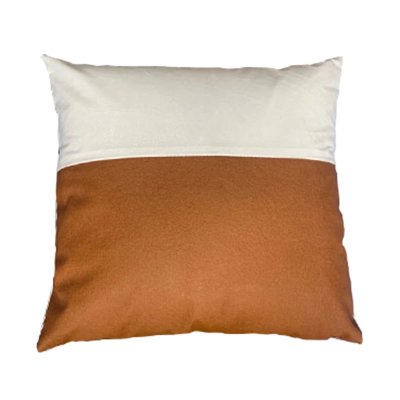 45X45Cm Leather Pu Solid Color Simple European Style Sofa Cushion Covers Pillow Cover Pillowcase Brown Rice White