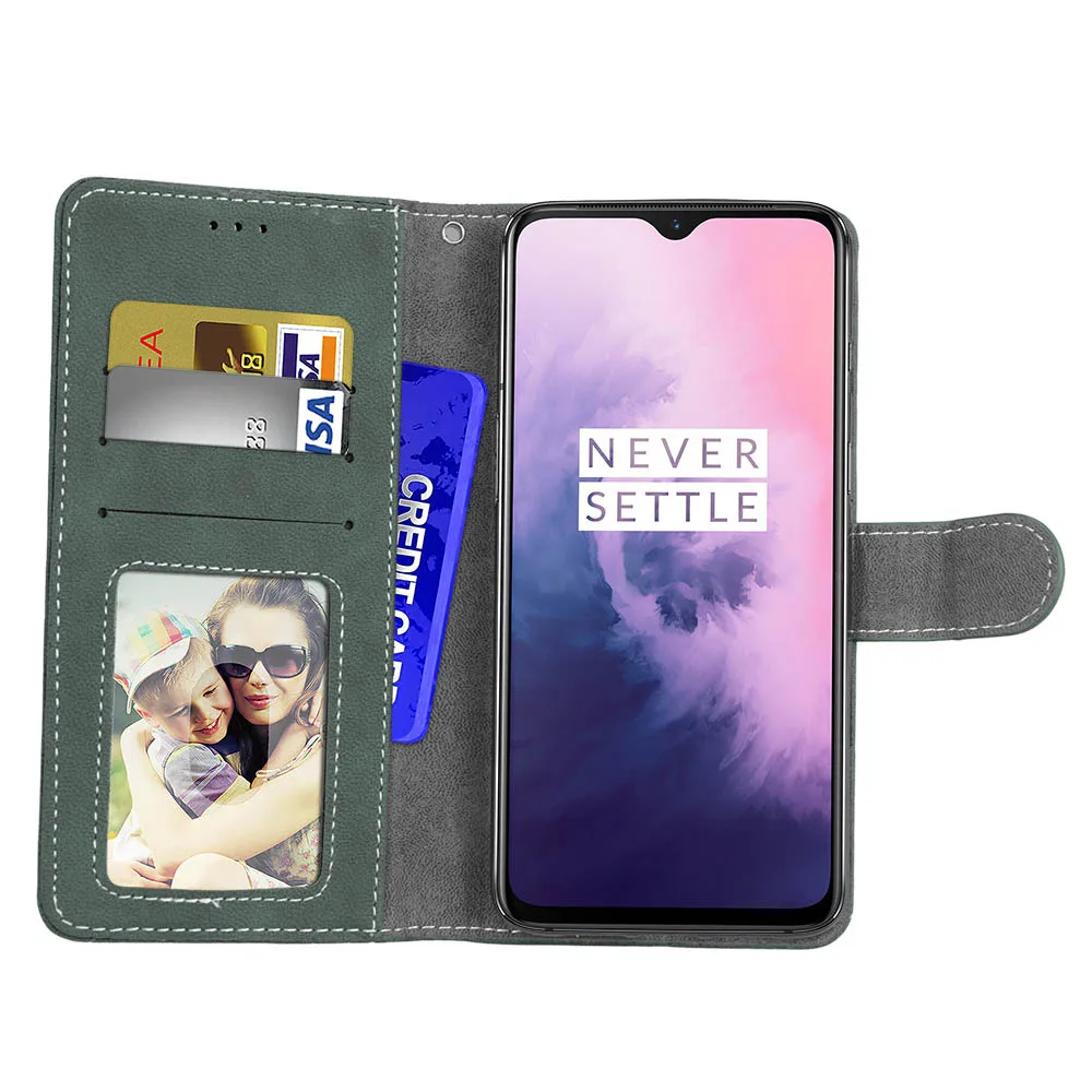 Top 100pcs/lot Vintage Scrub 3 card flip wallet leather cover case for One plus 5 5T 6 7 7 Pro Oneplus 5 5 T 6 7 7 Pro shell 28