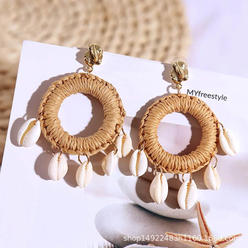 

2019 Pendientes Circular Shells The Cane Makes Up Earrings Female Ins Bohemia Manual Korean Eardrop Act Role Ofing Is Tasted