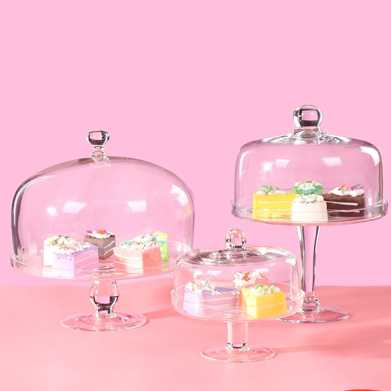 Прозрачная стеклянная крышка для торта пыленепроницаемый высокий декоративный поднос орнамент Свадебный десерт, выпечка магазин выставочный зал торт стенд