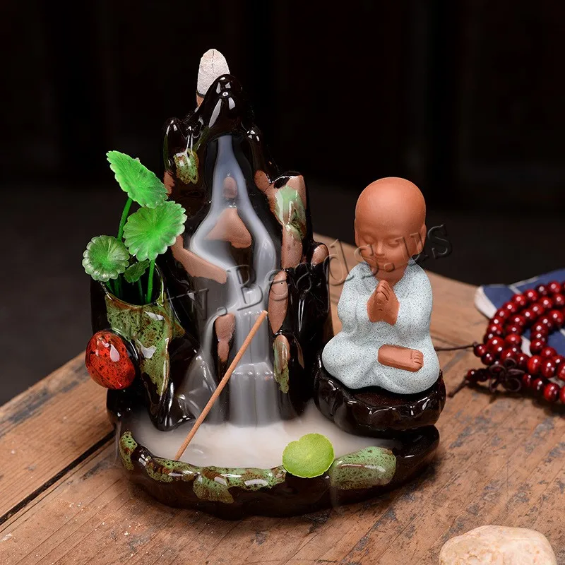 

Small Buddha Backflow Incense Burner Holder Smoke Waterfall Stick Holder Lofty Mountains And Flow-Water Censer Home Decor