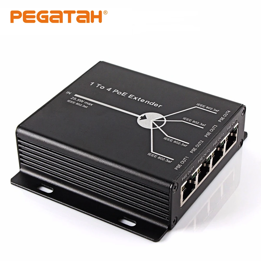 1-port 10/100M IEEE802.3at(power-in) до 4-ports IEEE802.3af(power-out) PoE удлинитель для POE ip-камеры системы