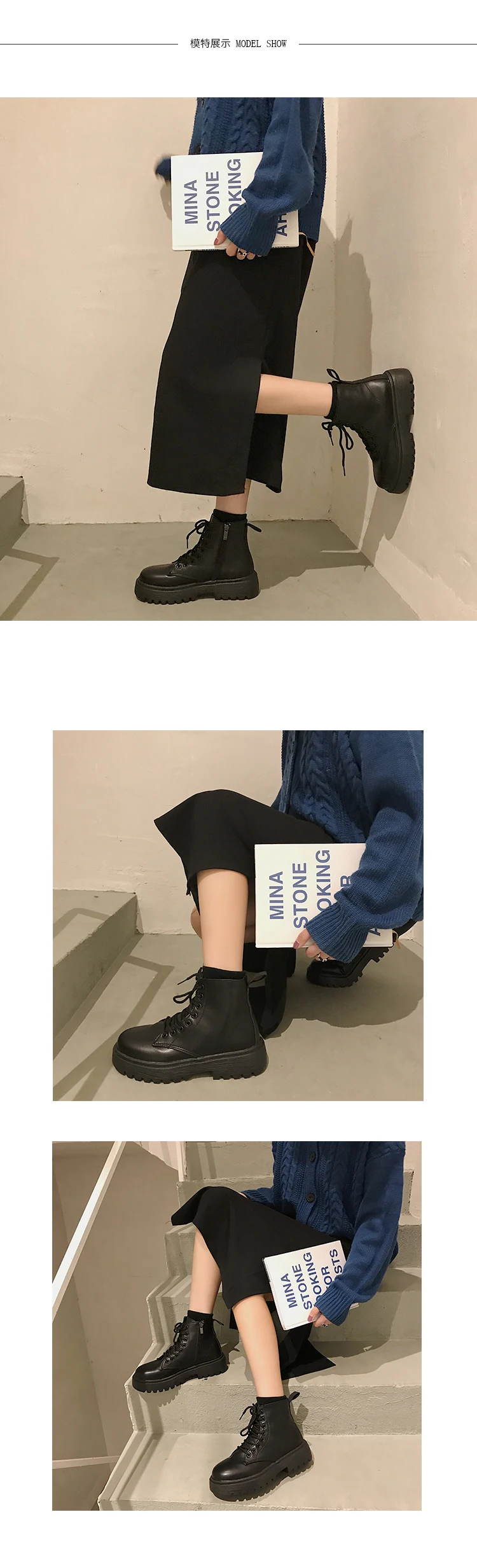 Женские короткие ботинки на шнуровке черные ботинки кожаные ботинки с круглым носком на низком каблуке г. Женские ботинки до середины икры из натуральной кожи