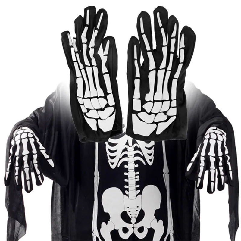 Goocheer мода унисекс перчатки Хэллоуин скелет перчатки косплей на Хэллоуин реквизит череп перчатки длинные руки кости рукава