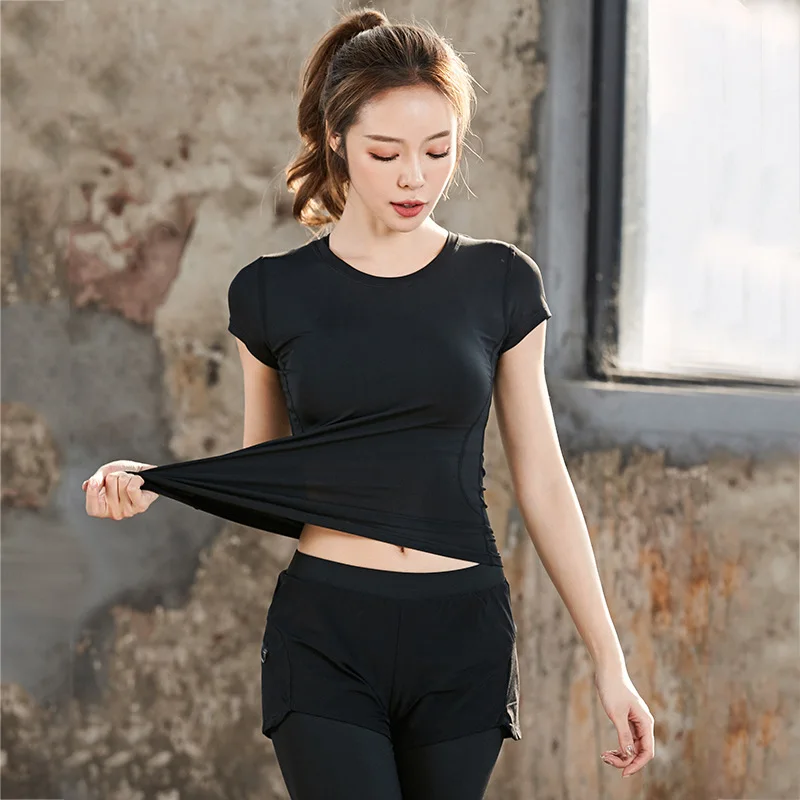 

Short Sleeve Yoga Clothes Suit Women's Summer Sports Fitness Running T-shirt Yoga Pants Yoga Clothes Two-Piece Set