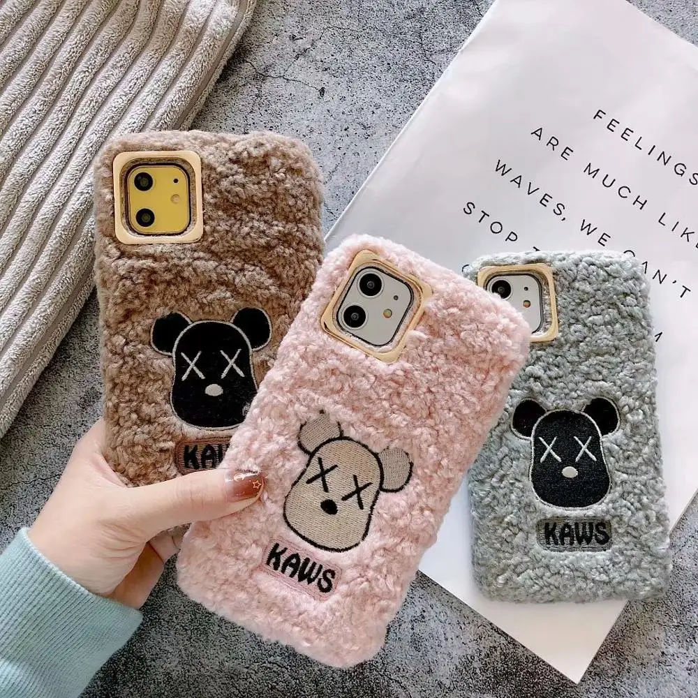 

Warm Sheep cashmere for iphone 11 Xs case Cute Gloomy Bear pattern soft phone case for iphone X XR XS MAX 7 8 6 6S Plus
