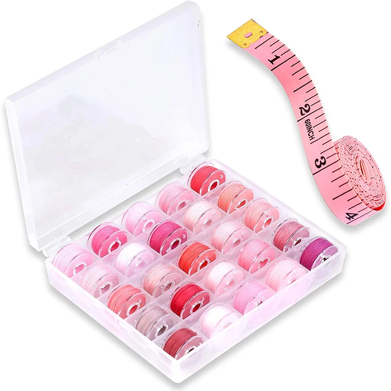 MIUSIE 25 Pcs Bobbins Sewing Threads with Bobbin Holder Sewing Machine