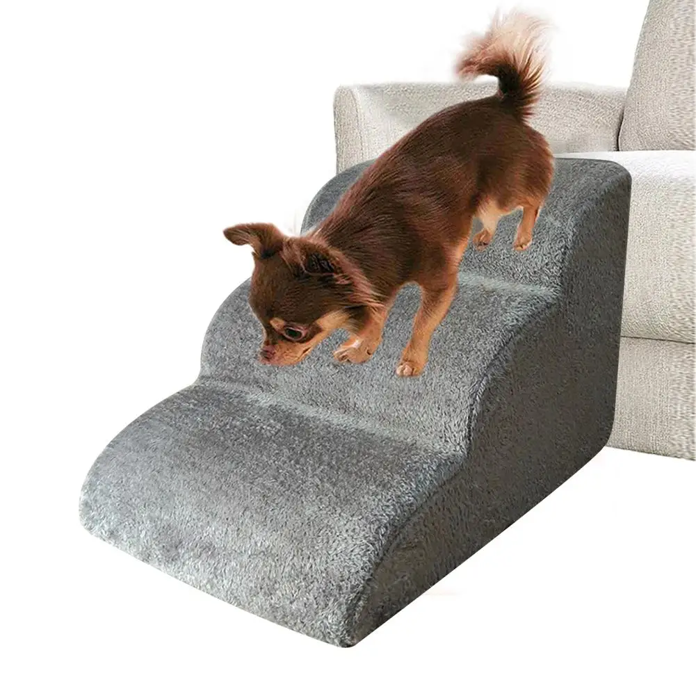 ADHW Pet Stairs Color : Beige 3 Non-Slip Steps Dog Cat Puppy Ladder for High Bed w//Washable Cover