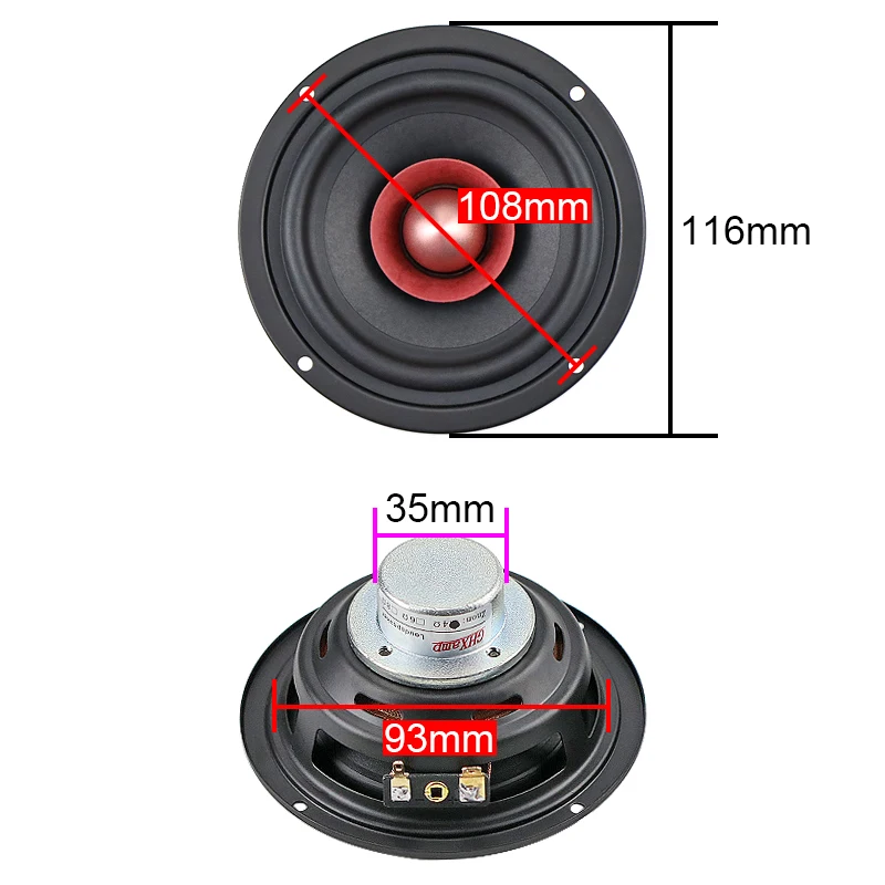 GHXAMP 4 インチ HIFI フルレンジスピーカーユニット DIY 4ohm