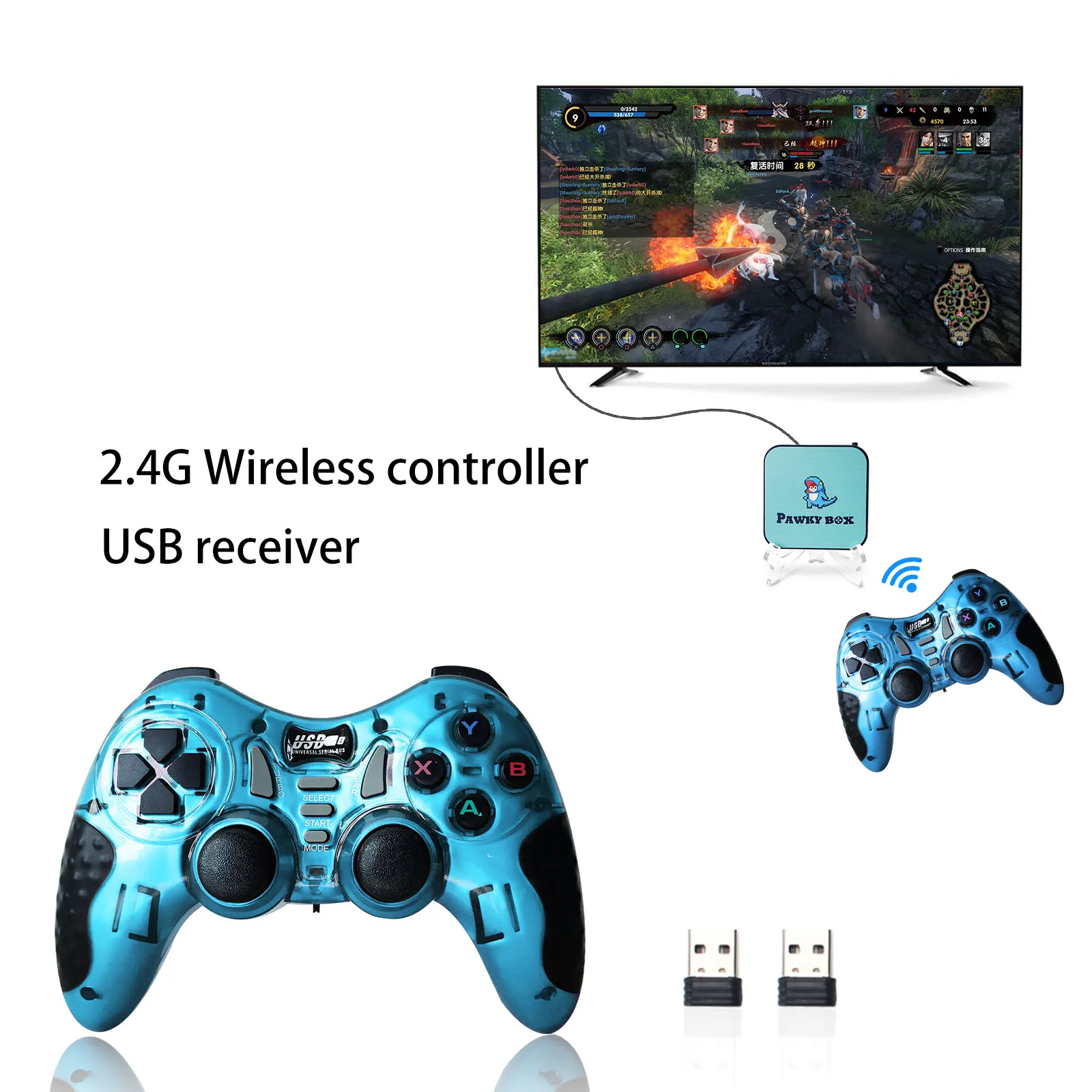 2.4G Wireless Gamepad For PS3 PC Android TV Box Raspberry PI Super Console Mini PC Game Controller Joystick Pawky Box Pro Joypad