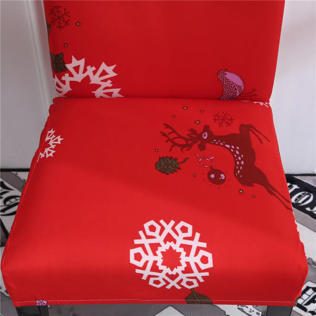Натяжные Чехлы для обеденных стульев, рождественские декоративные чехлы для сидений