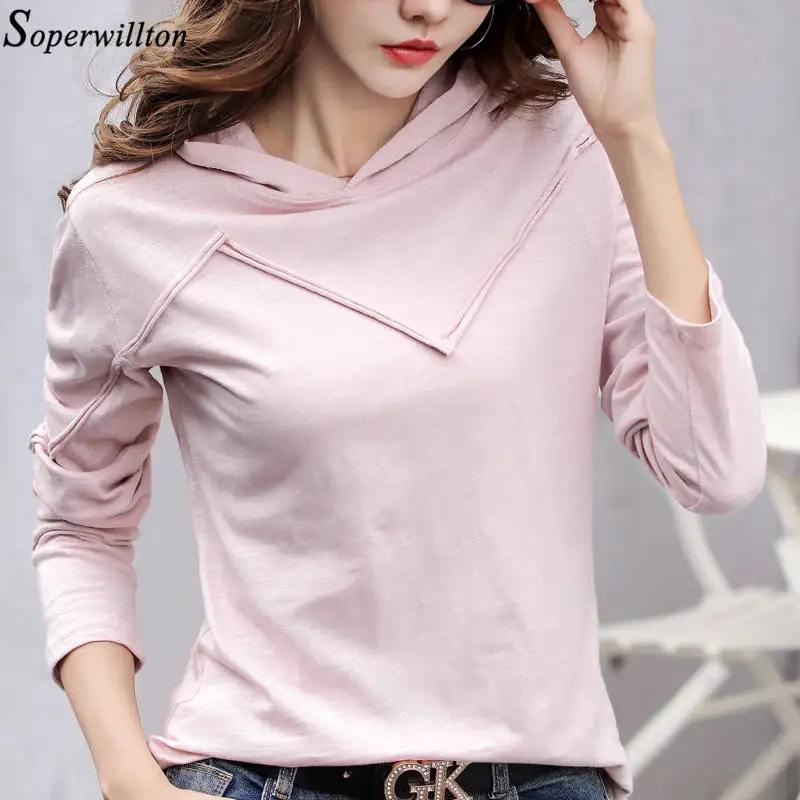 100% High Quality Cotton Hoodies Women 2019 Long Sleeve Harajuku Pullover Female Solid Sweatshirt Top Lady Pink White Black B85 |