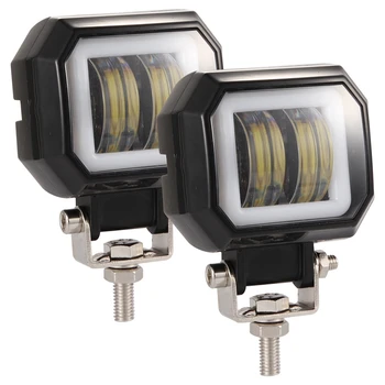 

2Pcs 3 Inch 6000K 40W White Fog Light 10-80V Dc Waterproof Square Led Angel Eye Light Strip Off-Road Vehicle Boat Led Work Light