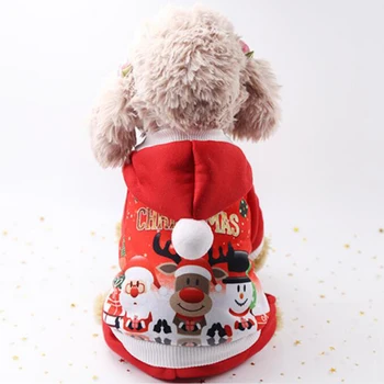 

Christmas Pet Dog Overalls Clothes Winter Puppy Cat Jumpsuit Coat Yorkies Teddy Red Hooded Jacket Costume for Small Dogs Cats