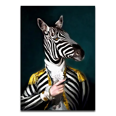 Nordic Rabbit Cat Animal Vintage Big Canvas Painting Art Zebra Lion Elephant Posters And Prints Wall Picture For Living Room - Цвет: 18