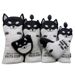 Golf Club Headcover Driver Fairway Wood Head Covers Putter Mallet Putter cover Iron set Lovely Cute Akita Dog