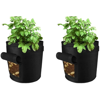 

Potato Planting Bag 2 Pieces with Window Handle for Potato / Onion / Tomato / Flower Planting Bag (10 Gallon)
