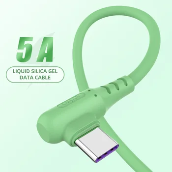 

USB Type C Cable 5A Quick Charge 3.0 Liquid Soft Silicone Cable Fast Charging For Samsung Huawei P40 5G Phone USB C Charger Wire