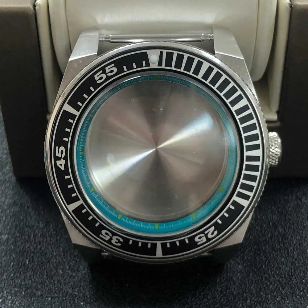Light Blue Inner Shadow 43mm Watch Case 316L Stainless Steel Aluminum Bezel Sapphire Glass Suitable for NH35/NH36 Movement | Электроника