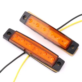 

2X 6-LED Bus Van Boat Truck Trailer Side Marker Tail Light Lamp Yellow/Amber 12V