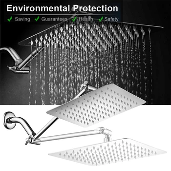 

10 Inch Square Rain Shower Head Ultra Thin 304 Stainless Steel High Pressure Bathroom Rainfall Showerhead TN88