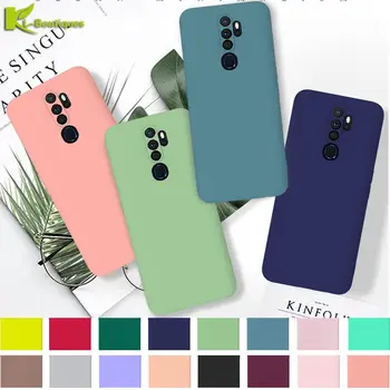 Перейти на Алиэкспресс и купить Однотонный чехол для телефона OPPO A9 A5S 2020 Realme 5 3 X2 Q C2 F11 Pro Reno Ace 2 2z A11X K3 K5 Capa, мягкие силиконовые чехлы из ТПУ