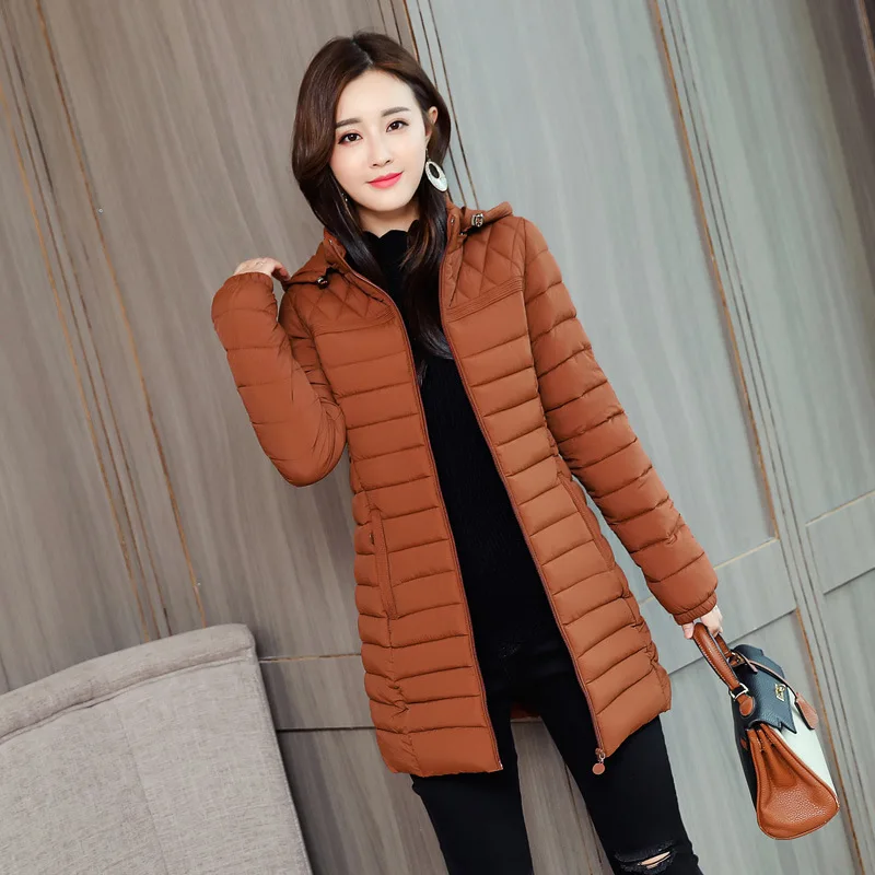 

Photo Shoot 1866 Europe And America Autumn And Winter New Style down Jacket Women's Mid-length Thin Versatile Cotton Coat Women'