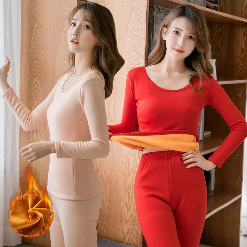 Thermal Underwear Women Plus Velvet Thickened Long Underwear Suits Women's Thermal Clothing Women's Winter Plus Fat