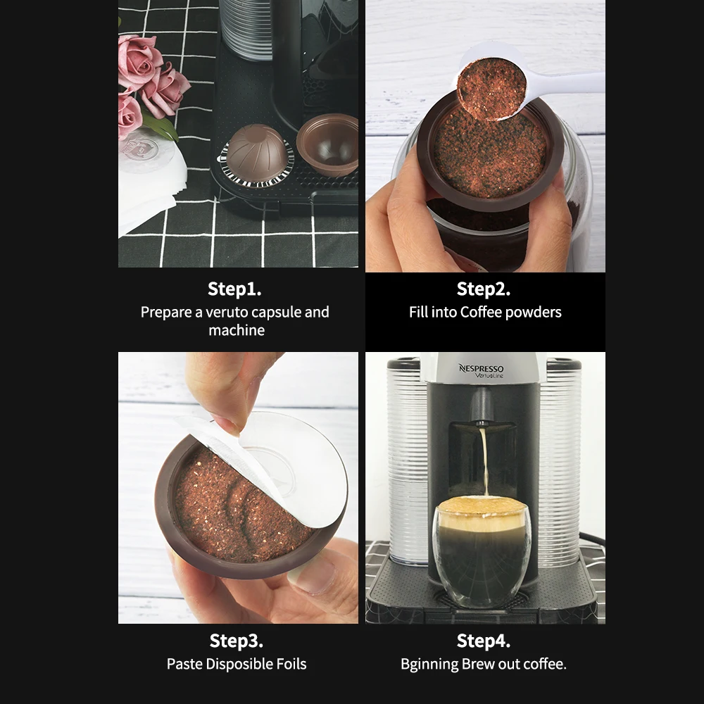 Одноразовые многоразовые капсульные фильтры 150 мл/230 мл совместимые с Nespresso Vertuoline